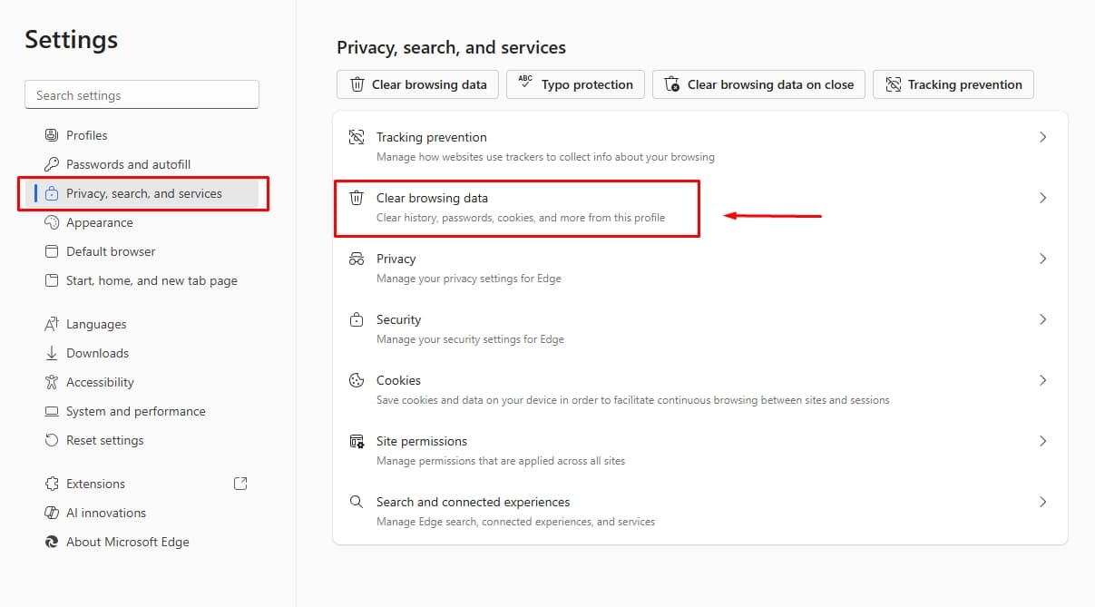 Thao tác xóa lịch sử trên Microsoft Edge Thao tác xóa lịch sử trên Microsoft Edge