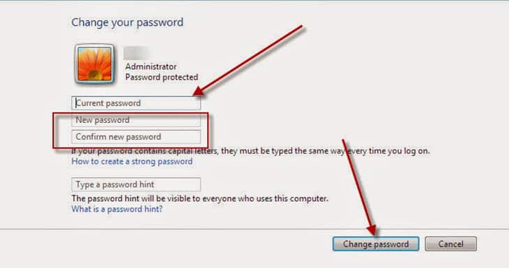 Cách đội mật khẩu cho máy tính Win 7 + Bước 5