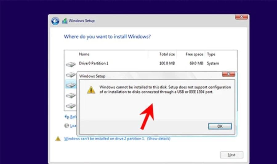 Lỗi “Windows cannot be installed to this disk” là gì? Lỗi “Windows cannot be installed to this disk” là gì?