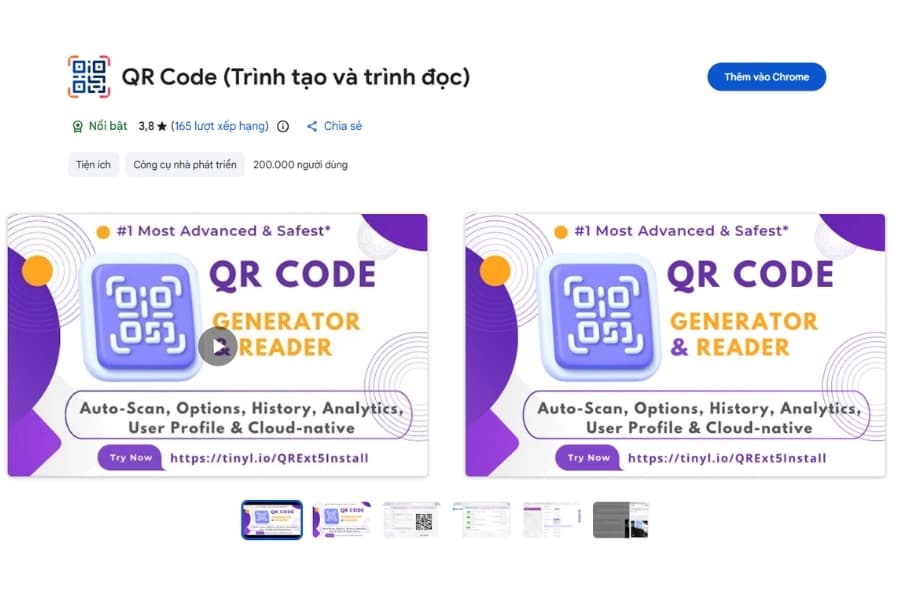 Cài đặt tiện ích mở rộng (Extension) để quét mã QR Cài đặt tiện ích mở rộng (Extension) để quét mã QR