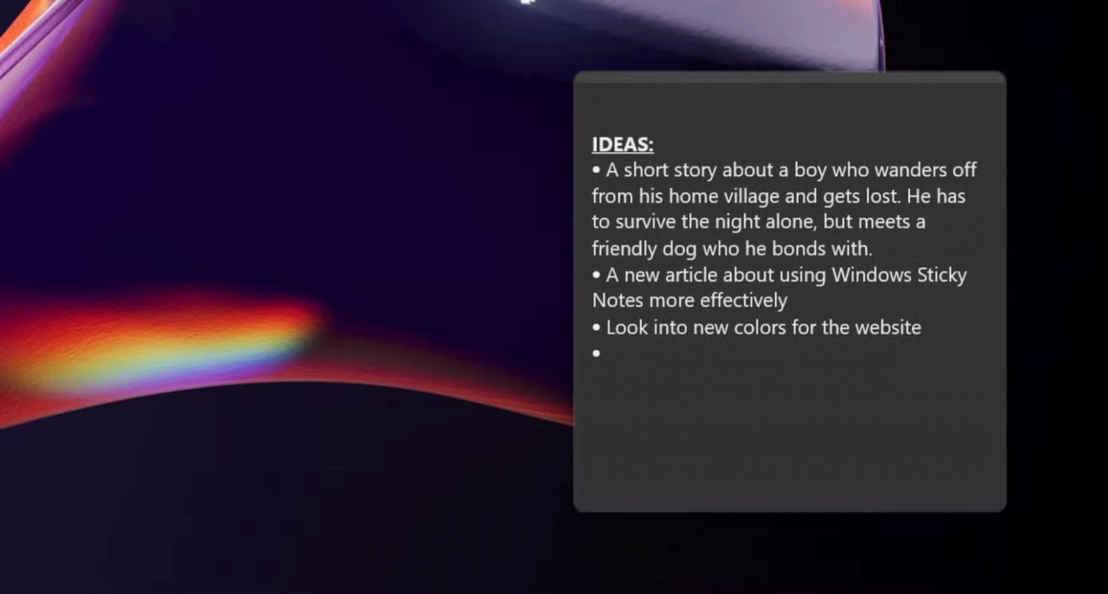  Ghi chú ý tưởng được tạo bằng Windows Sticky Notes