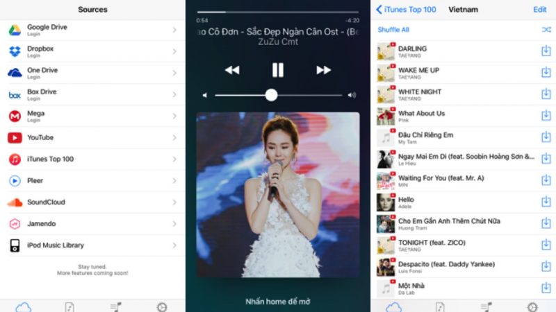 Cách nghe nhạc miễn phí trên Sound Tube Music Streamer Pro iPhone