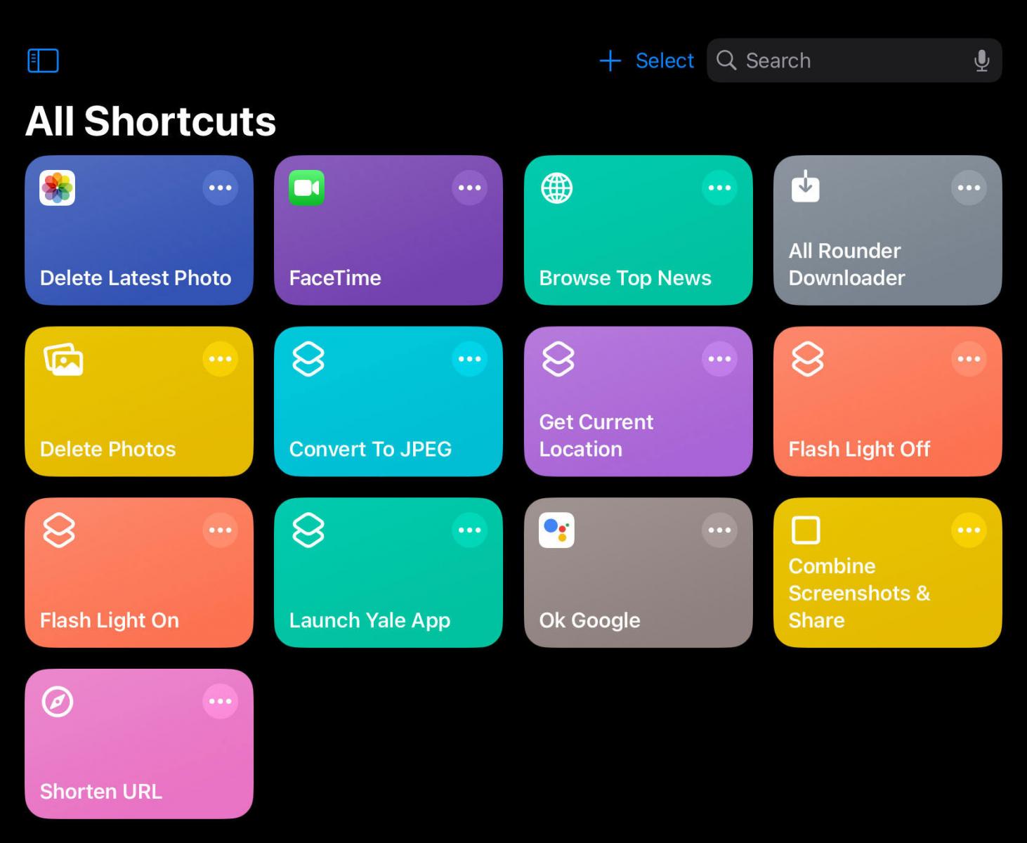 Giao diện ứng dụng Shortcuts